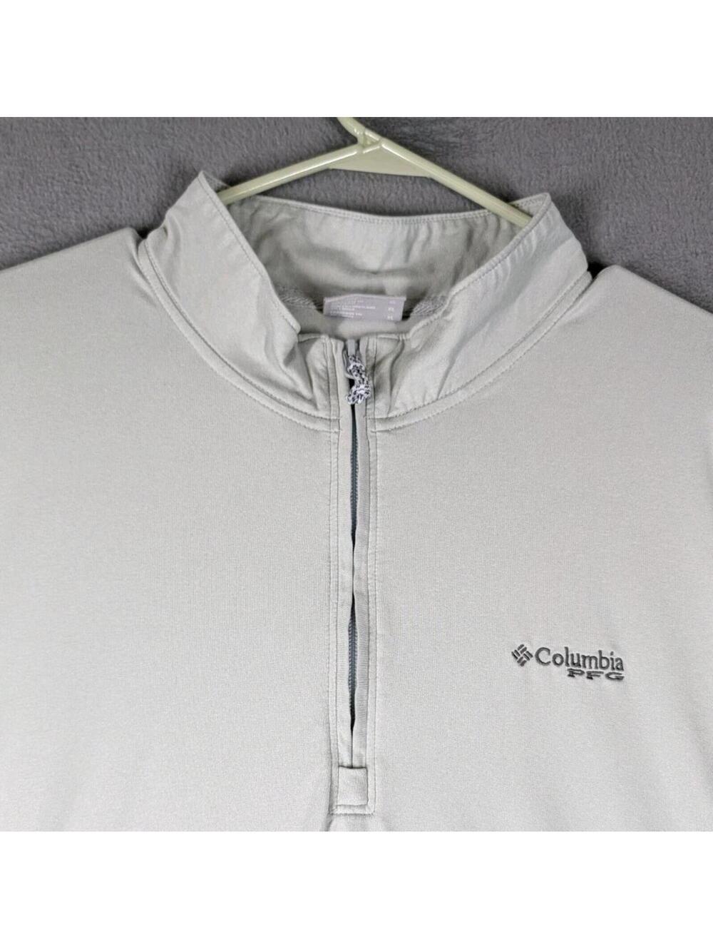 Columbia PFG Mens XL Gray Quarter Zip Fishing Shirt Performance Lightweight